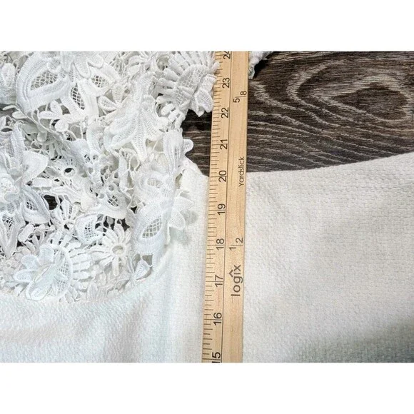 Anthropologie Eli Ari Lace Bell Sleeve Top Blouse White Medium - Picture 8 of 9